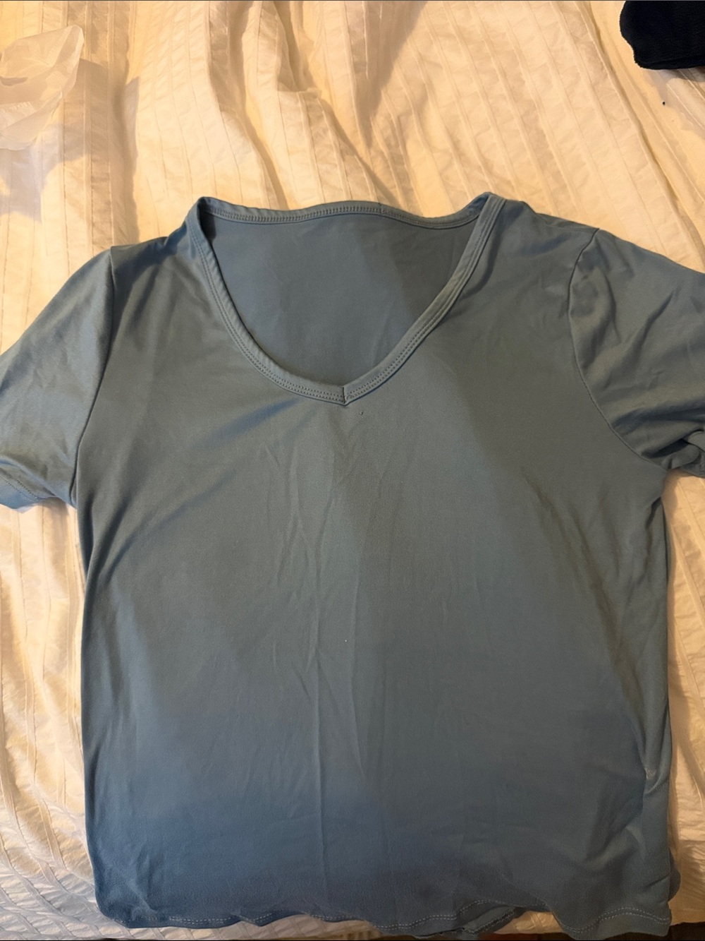 Women's V-Neck Short Sleeve Top - Dusty Blue